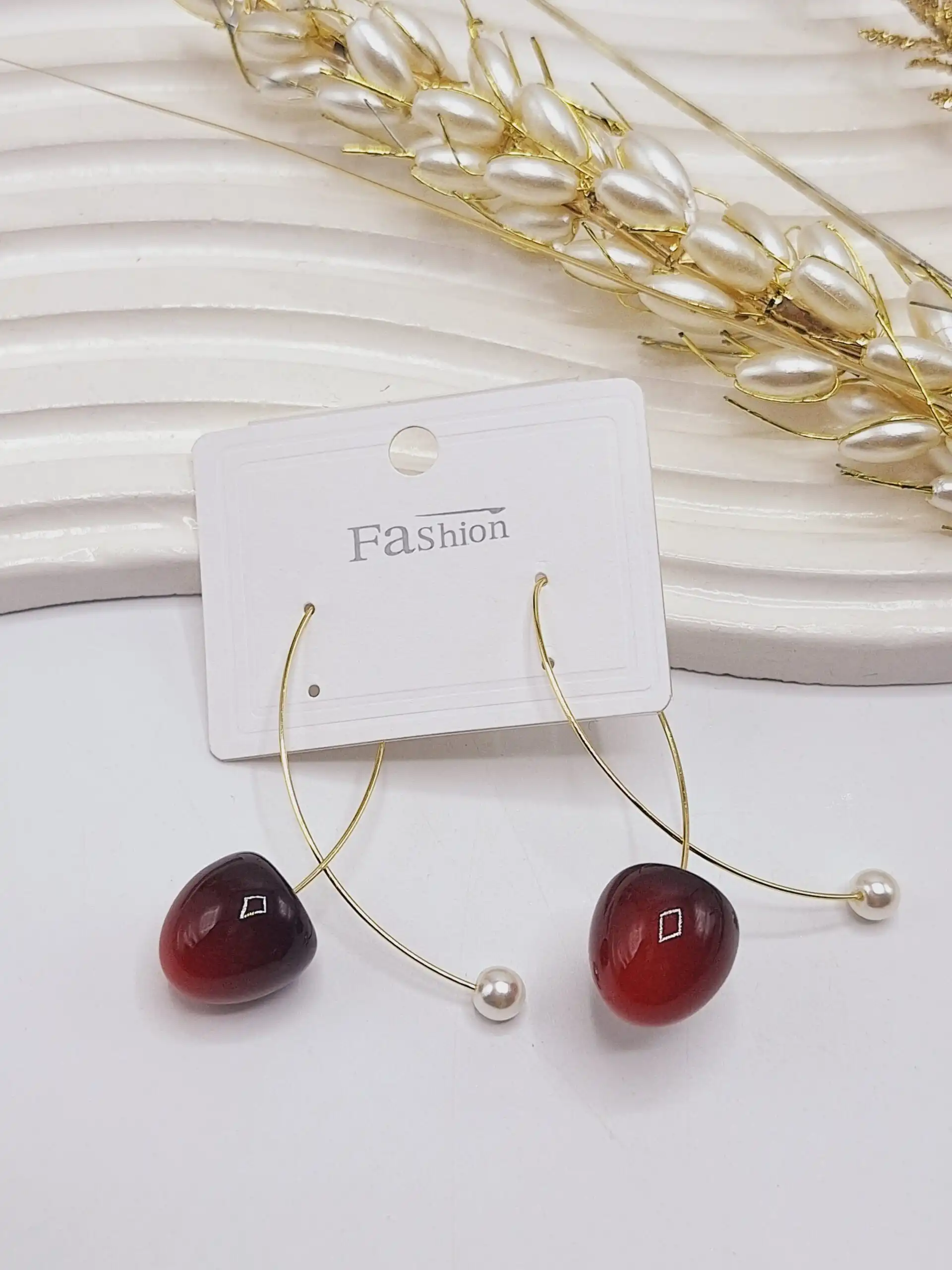 گوشواره گیلاسی آویز دار مراوریدی کد 4